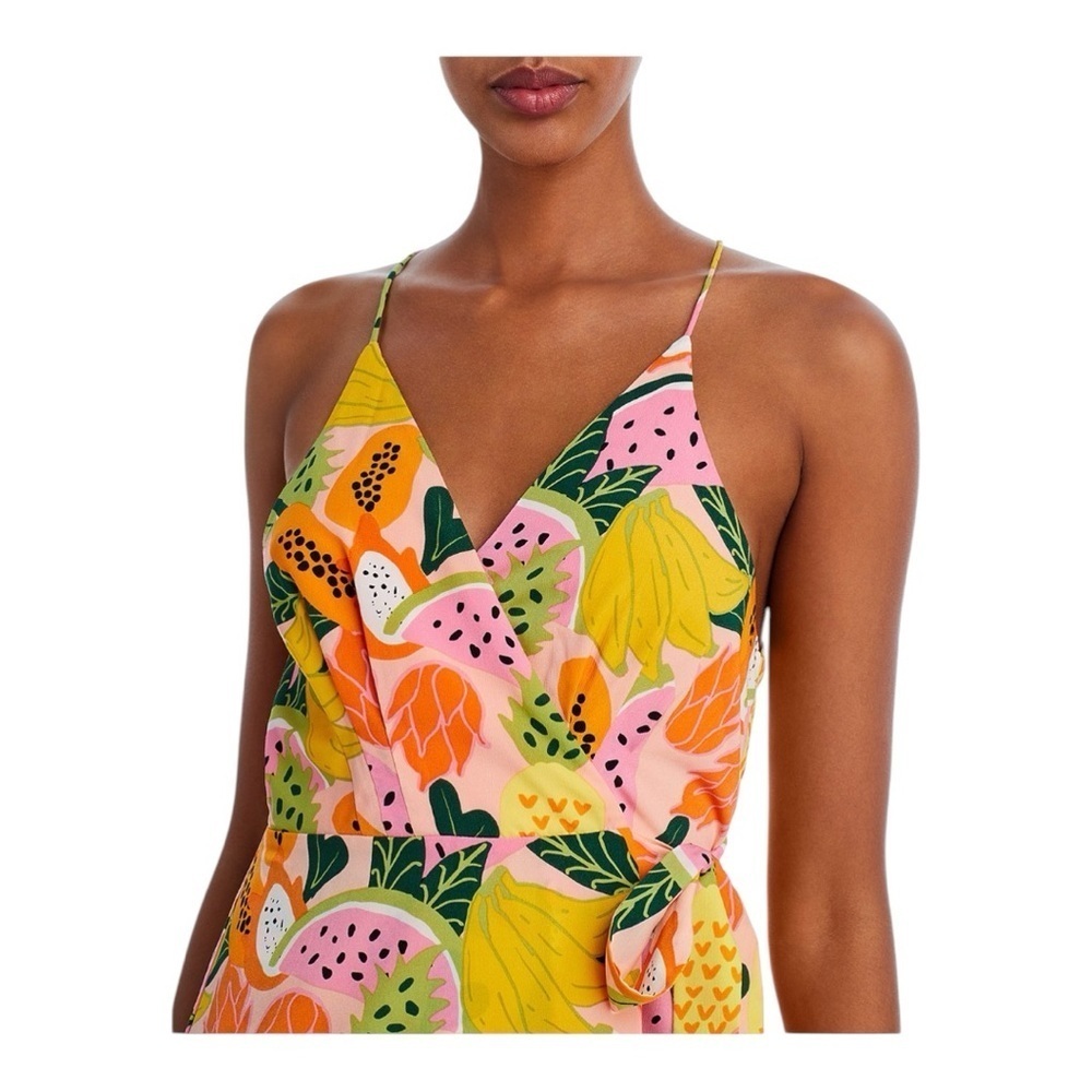 Aqua Wrap Front Fruit Print Maxi Dress - Picture 2 of 4